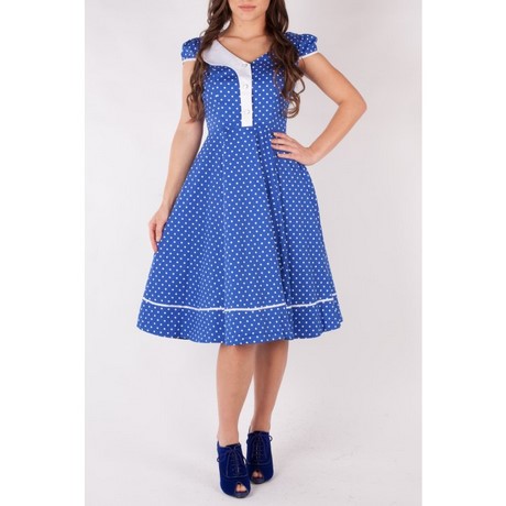 Blauwe jurk met witte stippen