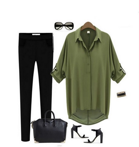 Lange groene blouse