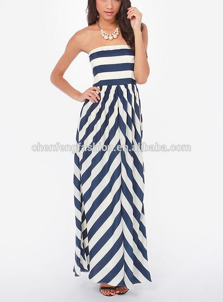 Maxi jurk blauw wit gestreept