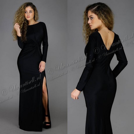 Zwarte jurk met split