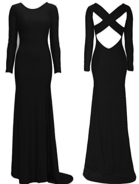 Zwarte lange jurk met lange mouwen