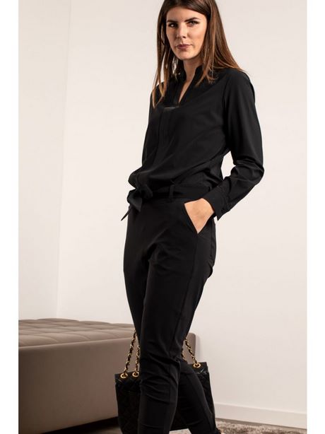 Zwarte jumpsuit met lange mouwen