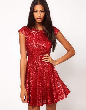 Glitter jurk rood