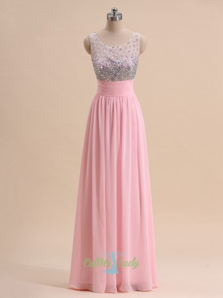 Roze chiffon jurk