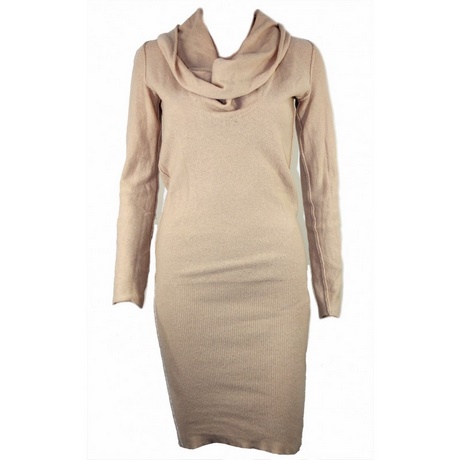 Beige wollen jurk