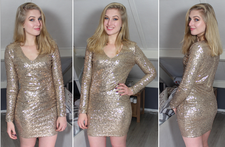 Glitter jurk met lange mouwen