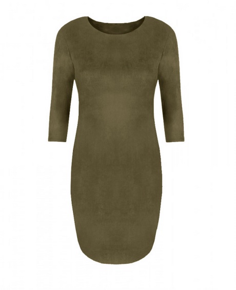 Suede jurk legergroen