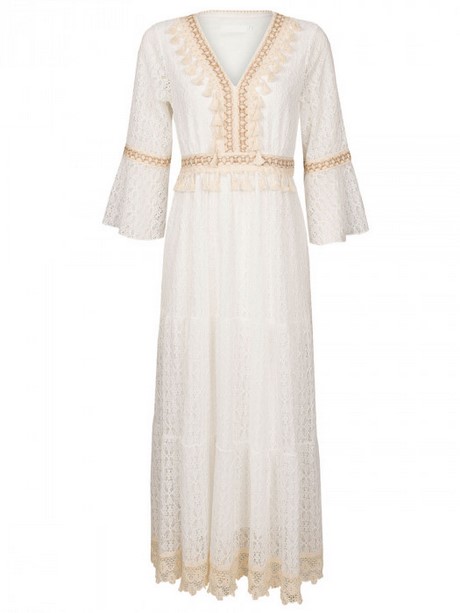 Bohemian jurk lang wit