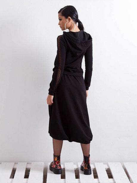 Zwarte lange jurk korte mouw