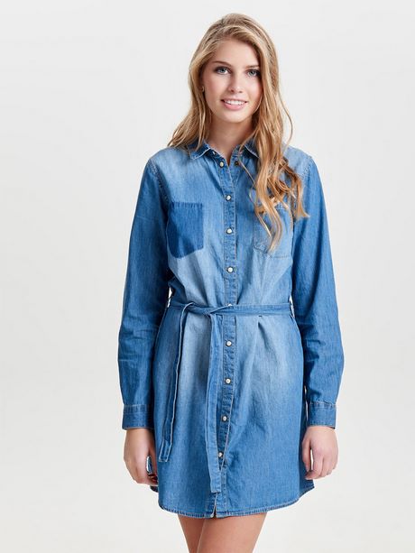 Denim jurk lange mouw