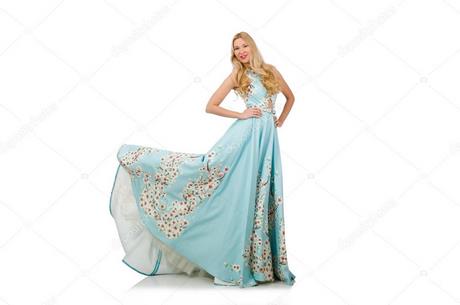 Lange jurk blauw wit