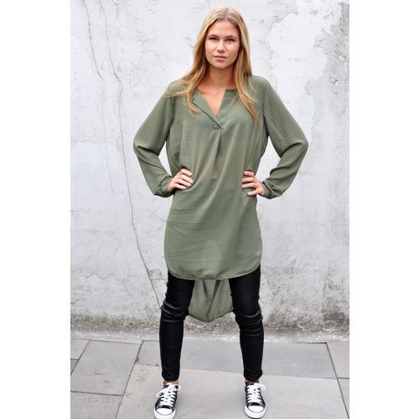 Legergroene lange blouse