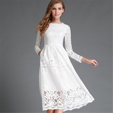 Witte lange jurk kant