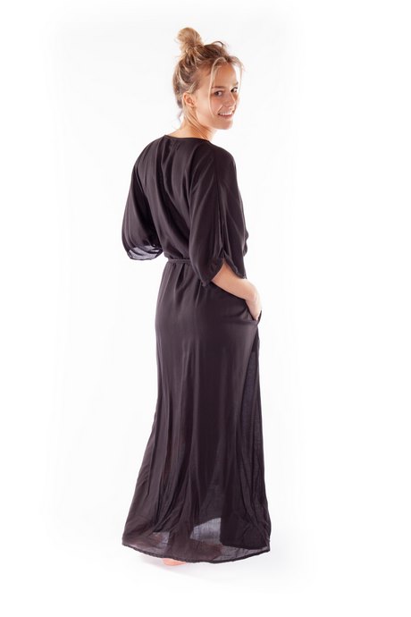 Maxi dress met split zwart