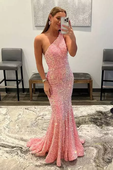 Pink mermaid prom dresses 2024