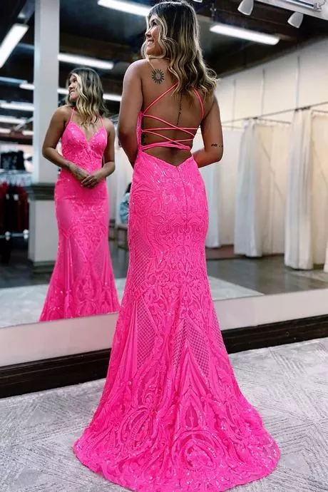 Pink mermaid prom dresses 2024