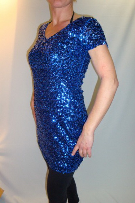 Blauwe pailletten jurk