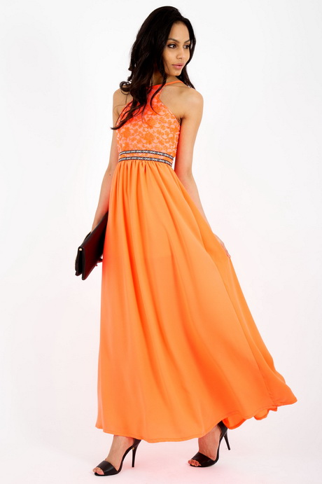 Oranje maxi dress