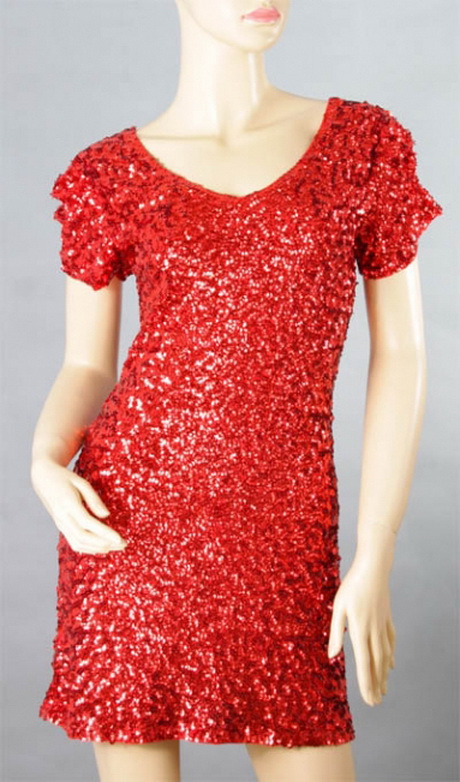 Rood pailletten jurkje