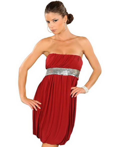 Strapless jurk rood