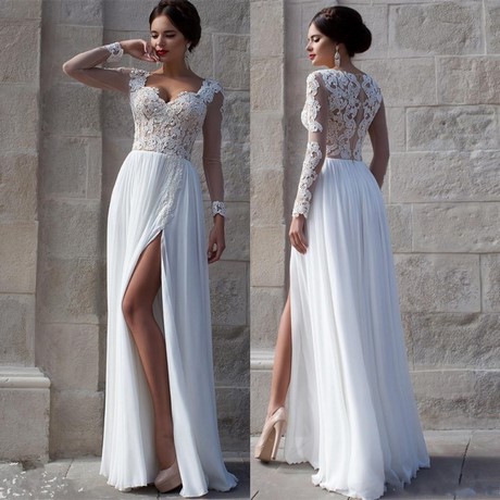 Lange kanten jurk wit