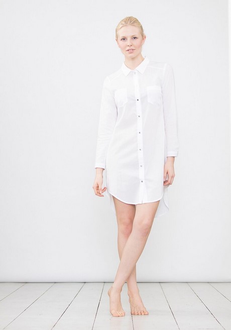 Lange witte blouse jurk