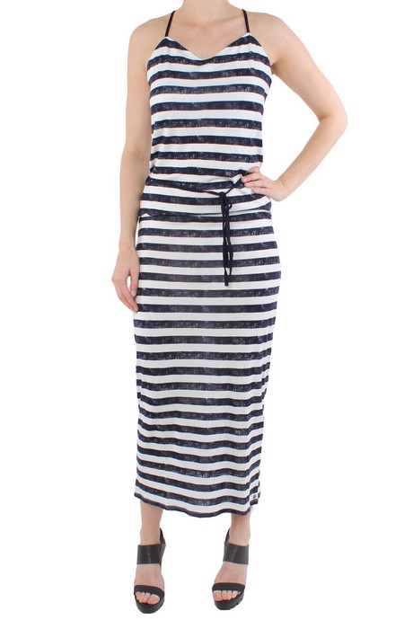 Maxi jurk blauw wit gestreept