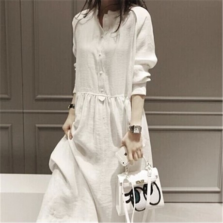 Witte maxi jurk lange mouwen