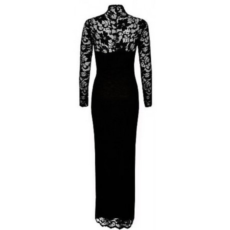 Zwarte maxi jurk met lange mouwen