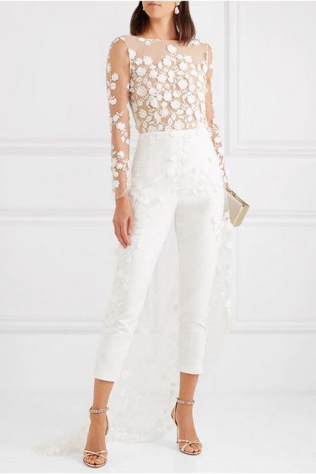 Witte jumpsuit kant