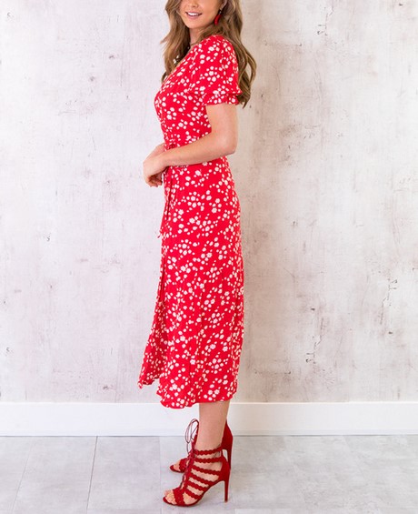 Maxi jurk rood bloemen