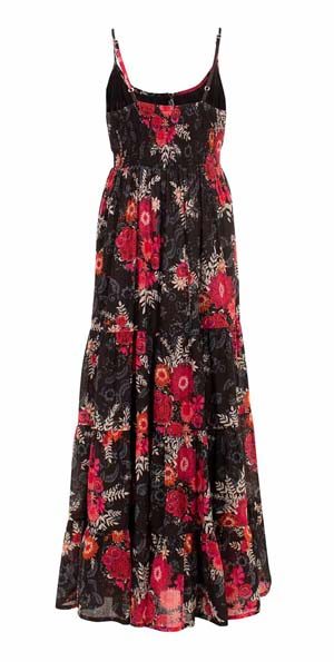 Maxi jurk rood bloemen