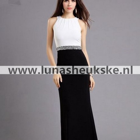 Lange zwart witte jurk