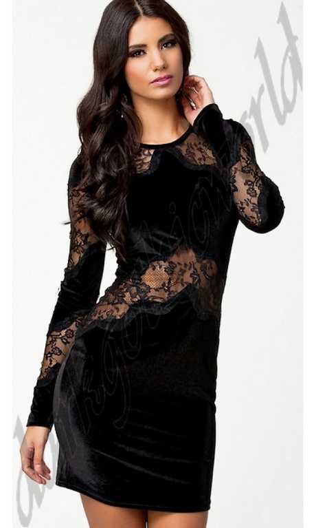 Zwarte fluwelen jurk