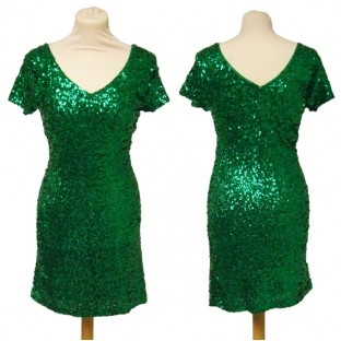Groene glitter jurk