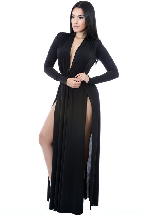 Split jurk zwart
