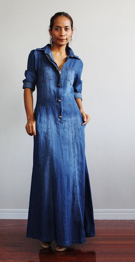 Denim maxi jurk