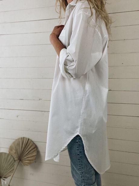 Oversized witte blouse jurk