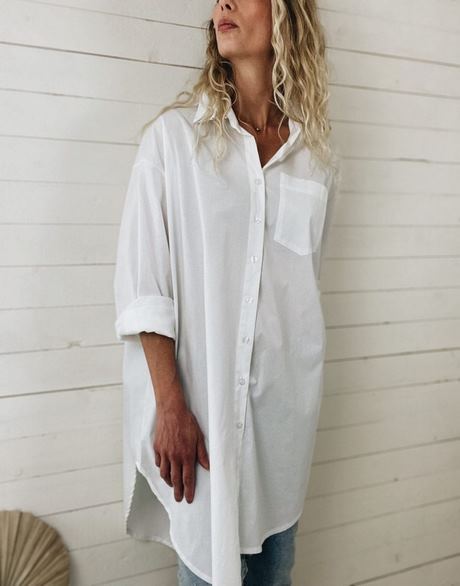 Oversized witte blouse jurk