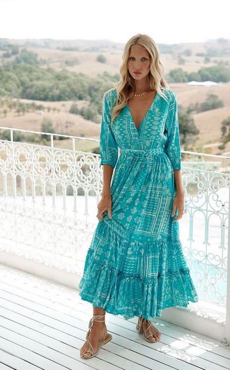 Turquoise maxi Jurken