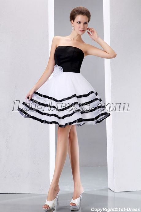 Zwart-wit korte prom jurken