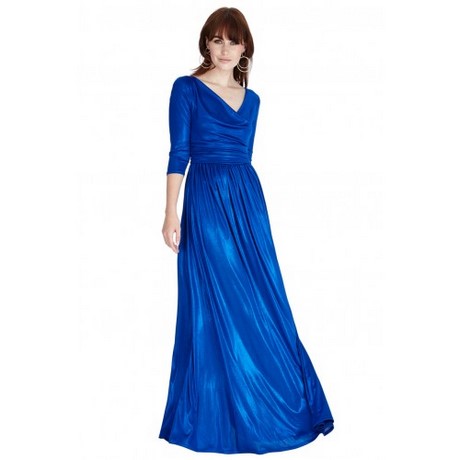 Blauwe jurken met lange mouwen