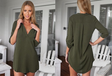 Lange blouse legergroen