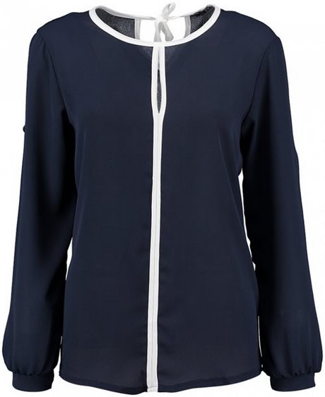 Lange donkerblauwe blouse