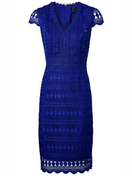 Kobalt blauwe kanten jurk