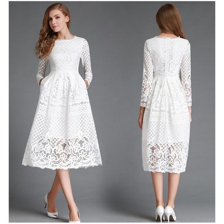 Witte kanten jurk lange mouw
