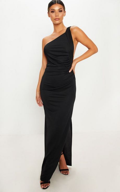 Maxi dress zwart split