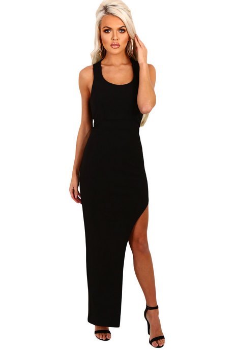 Maxi dress zwart split