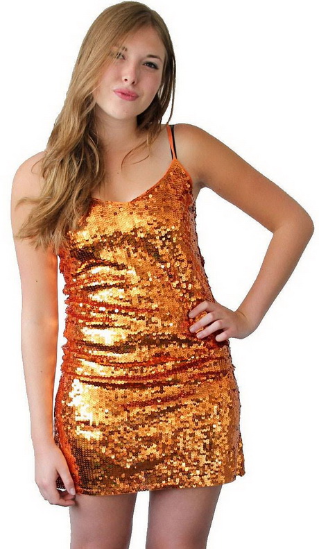 Oranje glitterjurk