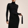 Gebreide jurk zwart met col